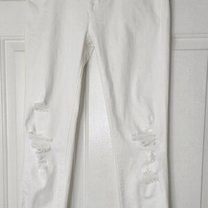 J Brand Demented Skinny White Jeans 28 Raw Hem Low Rise Ankle Denim